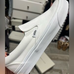 Vans White Slip-On Sneakers